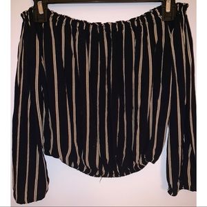 Brandy Melville Striped Off-Shoulder Crop Top